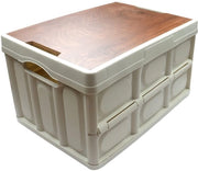 Cassetto di Stoccaggio in Legno con Copertura in Legno - Riutilizzabile - Impermeabile - Multifunzionale - 55L - 52,5x35x28,5 cm - Cassetto di Stoccaggio