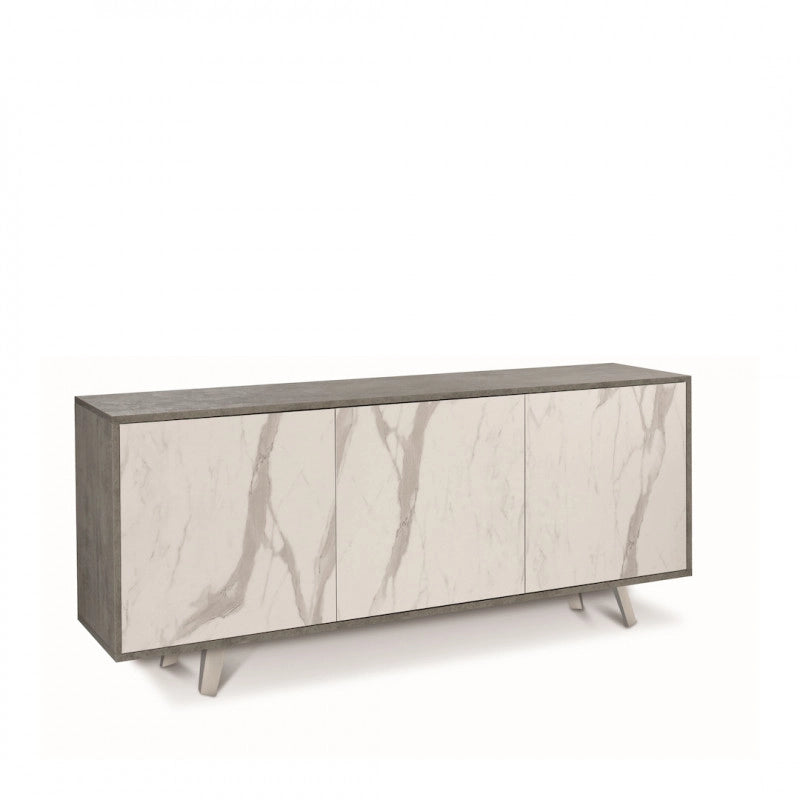 Mobile 3 Ante 177L x 41P x h74 – Finitura Cemento e Marmo Calacatta – Sarmog