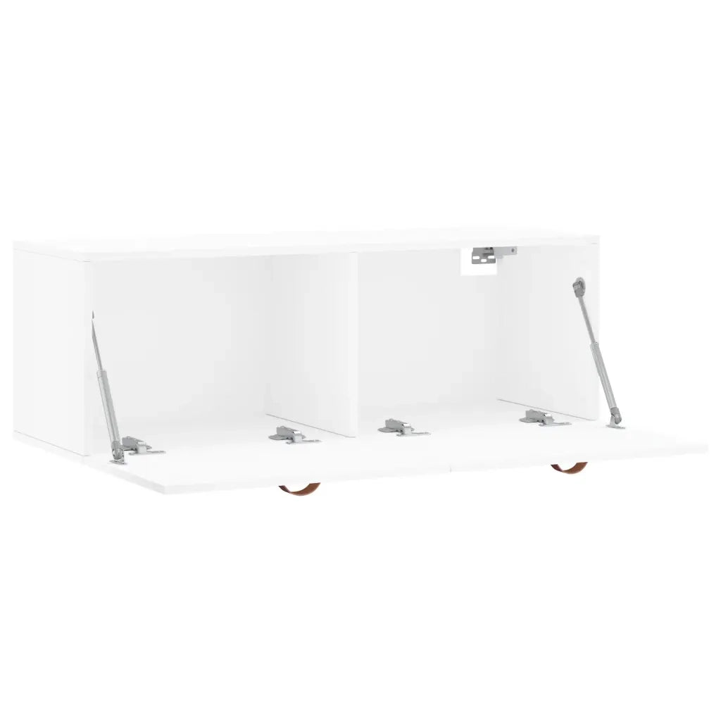 Mobiletto a muro bianco pratico 100 x 36,5 x 35 cm contenitore decorativo finitura in legno composito liscio bianco 02_0048874