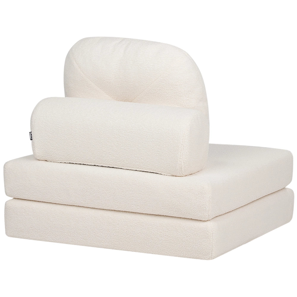 Divano pieghevole e trasformabile in letto in tessuto bouclè bianco stile moderno soggiorno