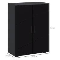 kleankin Mobiletto Bagno 2 Ante in Legno con 3 Ripiani e Chiusura Ammortizzata, 60x30x82cm, Nero