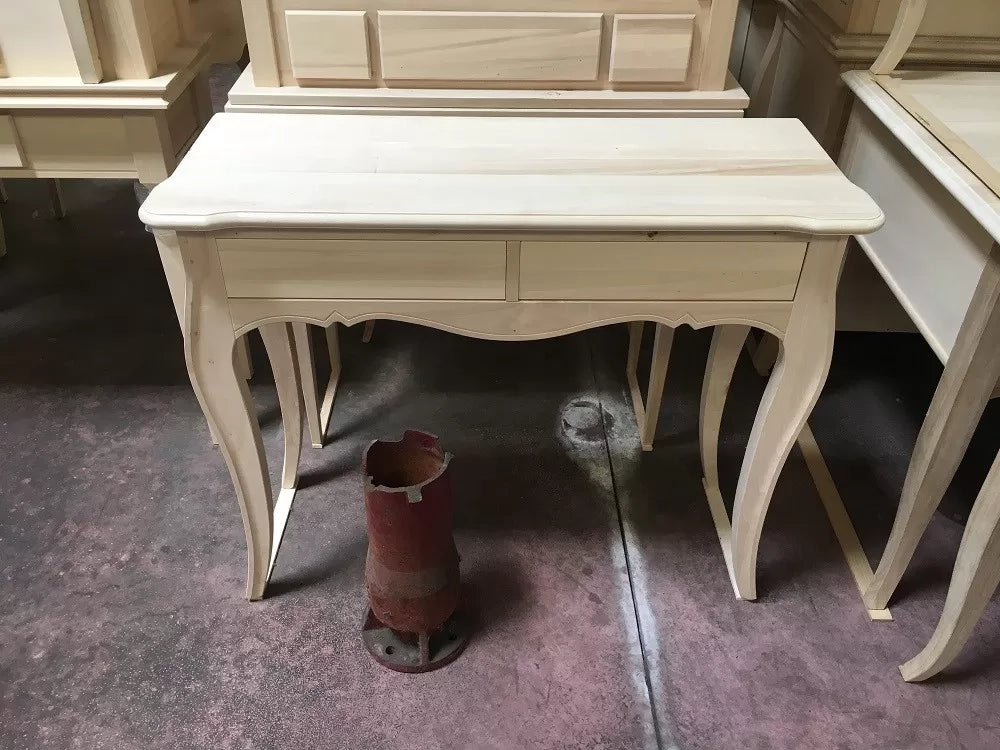 Consolle in legno classica 2 cassetti grezzo l.101 p.38 h.82 (3108) - Mobili 2G
