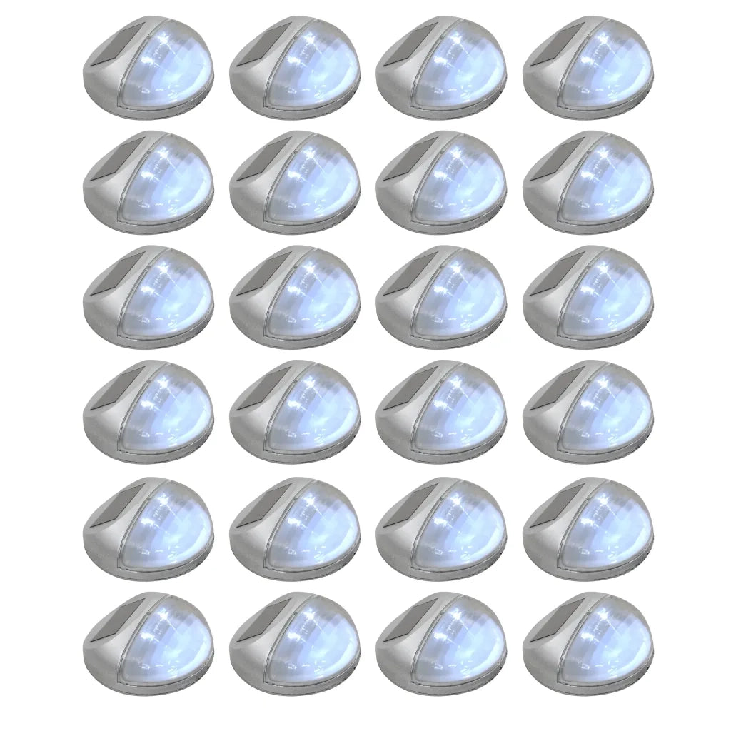 Lampade Solari da Parete da Esterno a LED 24 pz Rotonde Argento