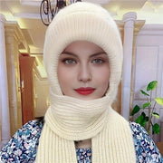 Muffa calda per donna in lana di un solo colore, copertura per orecchie e sciarpa, impermeabile e isolante, per protezione dal vento e dal freddo in inverno.