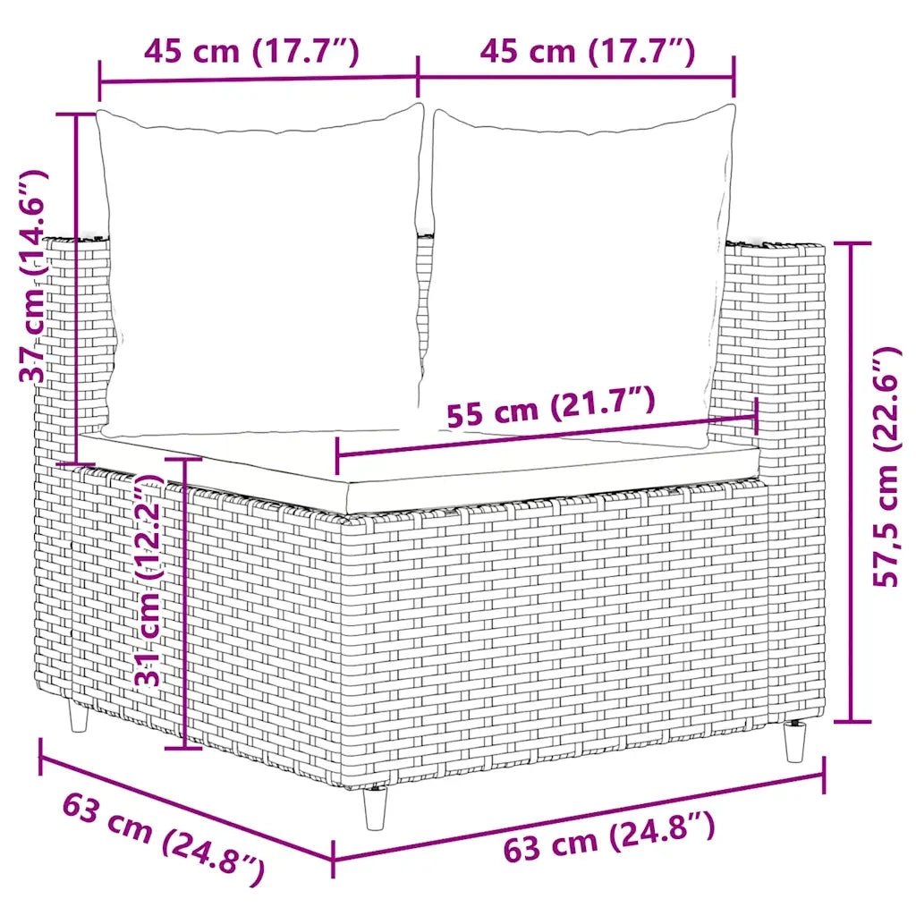 Set Divani da Giardino con Cuscini 8 pz Nero in Polyrattan 3308384