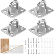 4 pezzi 46 mm x 37 mm occhiali in acciaio inossidabile 304 - rivestimento per soffitto robusto con occhiali in metallo argentato - U-ganci per appendiabiti, reti, corde, tende.