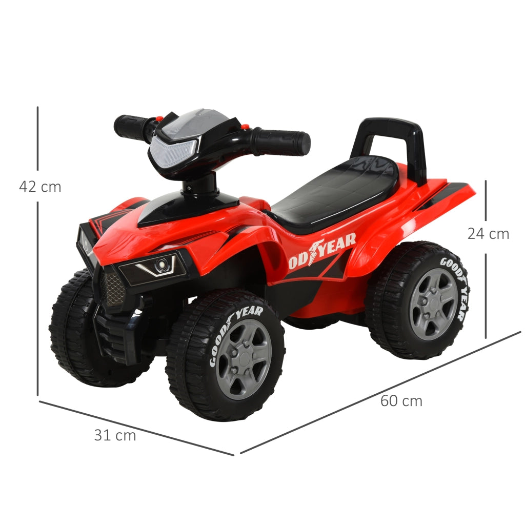 Portagiochi Quad Bambini 18-36 Mesi con Luci e Suoni ¨C ZephMum ¨C Rosso Nero 60x31x42 cm