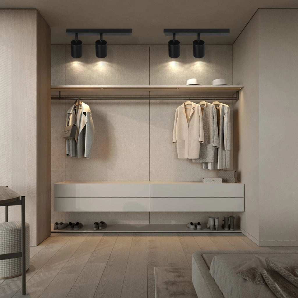 ZMH Faretto da soffitto neri 2 luci GU10 max 25W rotativi 350° industriali anche parete per corridoio salotto