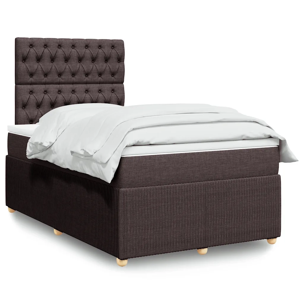 vidaXL Giroletto a Molle con Materasso Marrone Scuro 120x190cm Tessuto