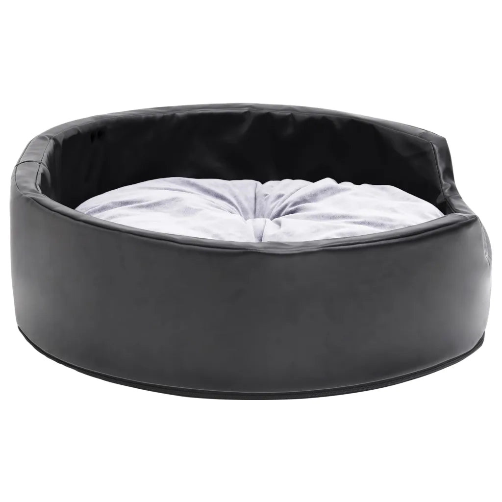 Lettino per Cani Nero e Grigio 69x59x19 cm Peluche e Similpelle cod mxl 51224