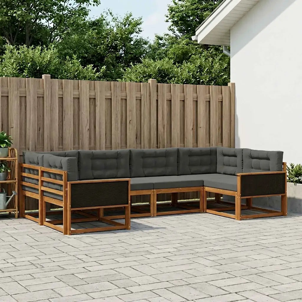 Set di divani da esterno con cuscino 6 pcs Naturale e Antracite 3382835