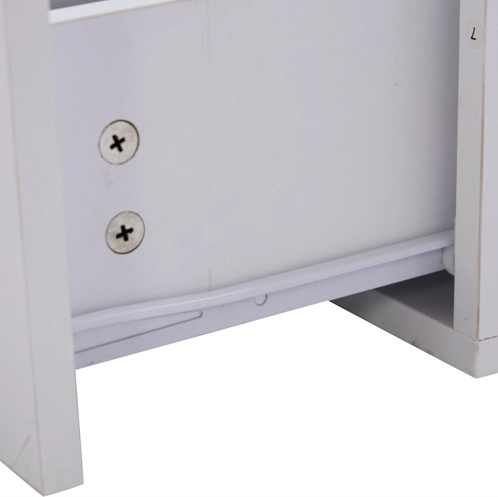 Tavolino da caffè 90x55x41 cm; illuminazione LED e 4 cassetti; truciolare bianco