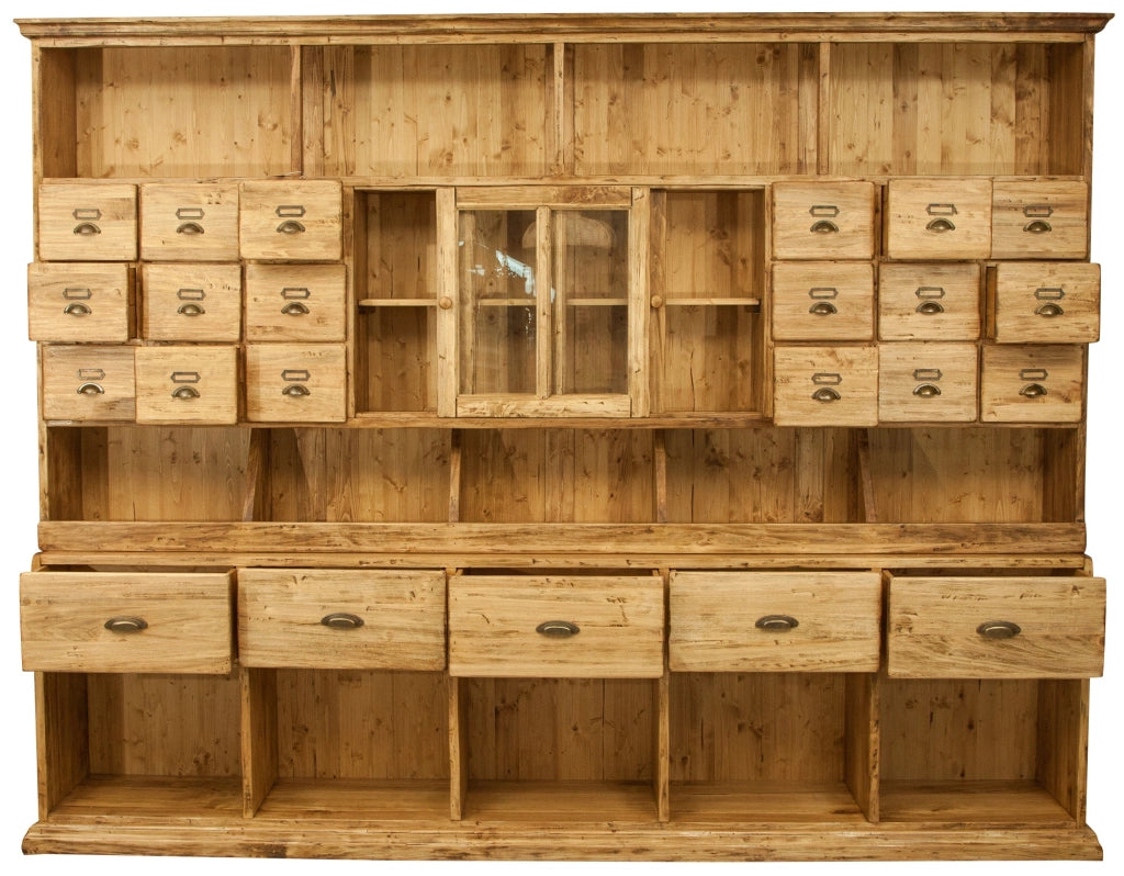 Biscottini Mobile farmacia in legno massello di tiglio finitura naturale L284xPR40xH220 cm . Made in Italy