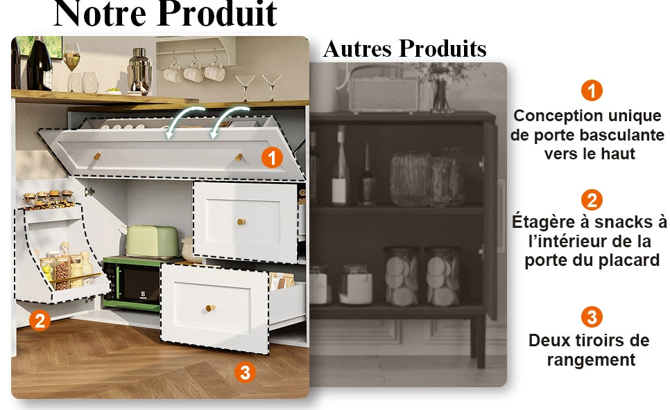 Tavolo da bar allungabile con ripiani e rotazione 360°, MDF bianco 138-204×39×105 cm