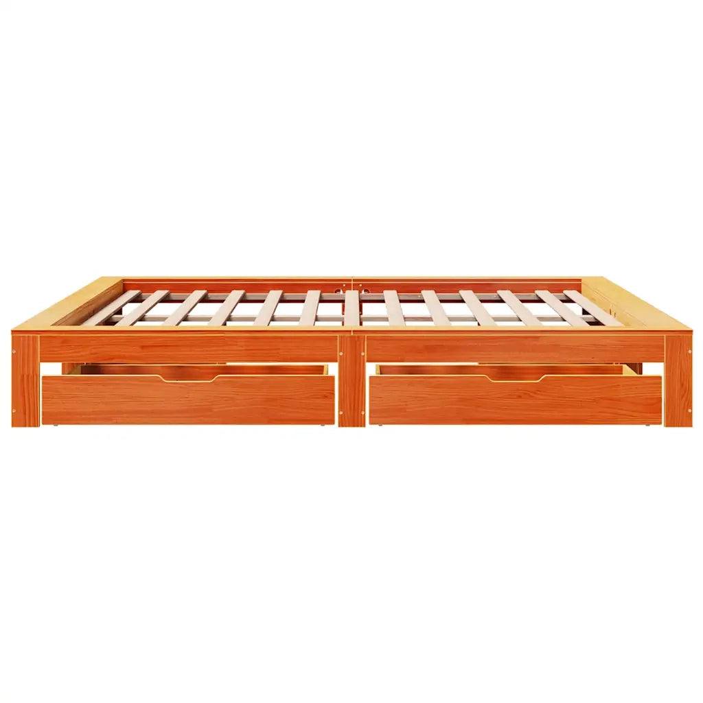 Giroletto senza Materasso Marrone Cera 200x200 cm Legno di Pino