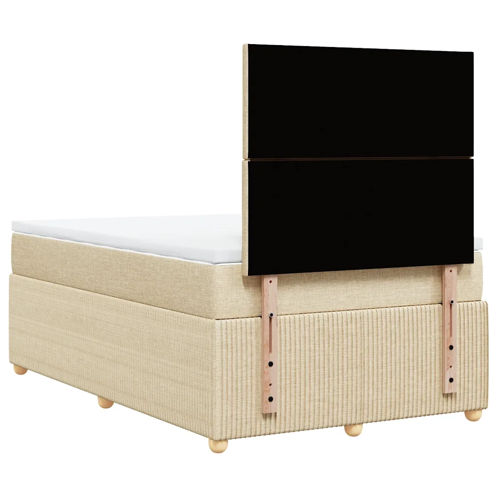 vidaXL Giroletto a Molle con Materasso Crema 120x200 cm in Tessuto