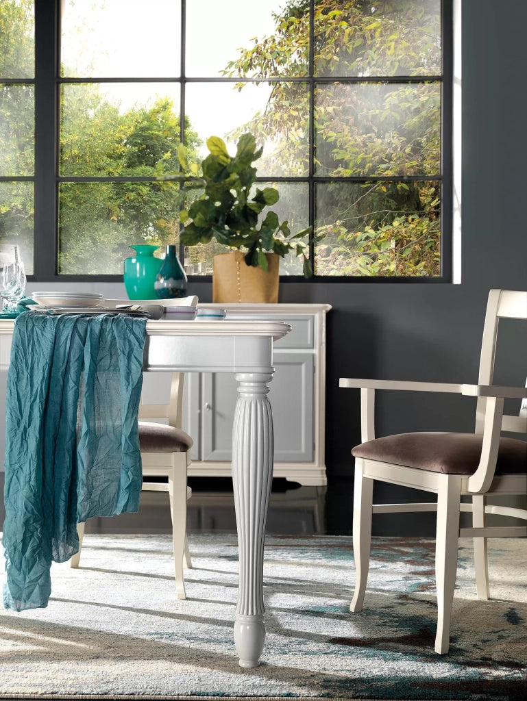 Tavolo shabby allungabile gamba tornita in legno bianco/noce l.160 p.100 h.80 - Mobili 2G