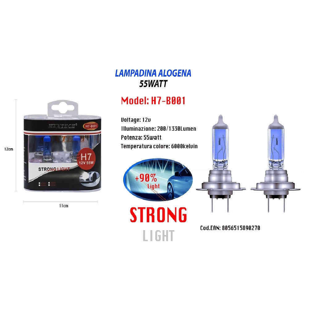 Trade Shop - Lampadine Alogene Di Ricambio Per Auto H7 55watt 12v Luce Bianca Maxtech H7-b001 -