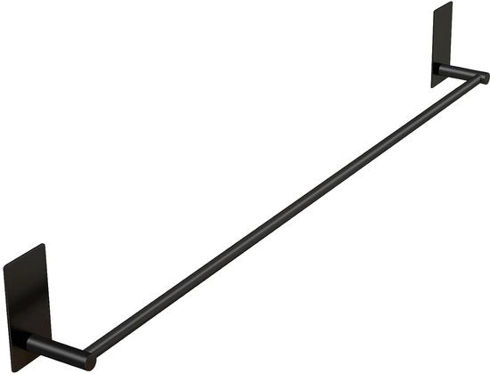 Maniglione per asciugamani senza foratura - nero - acciaio inossidabile - 75 cm