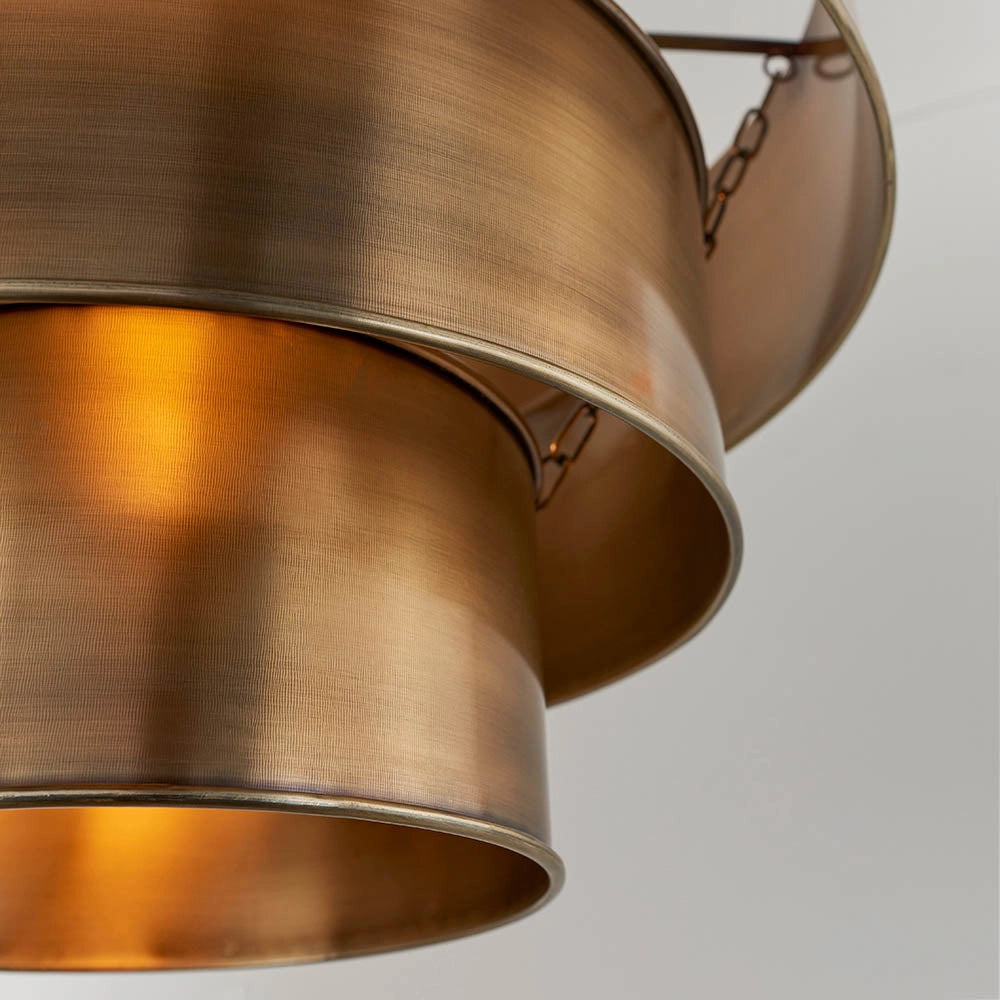 Lampada sospensione industriale ottone 3 cilindri E27 Endon