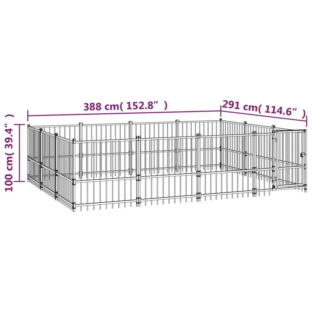 Gabbia per Cani da Esterno in Acciaio 11,58 mÂ²