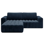 Divano angolare trasformabile DORY blu scuro 250 cm con contenitore angolo sinistro