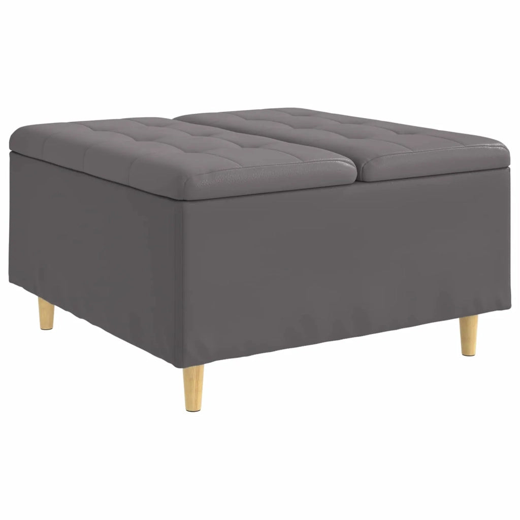 Pouf contenitore Grigio 80 x 80 x 45 cm Pelle sintetica 876845