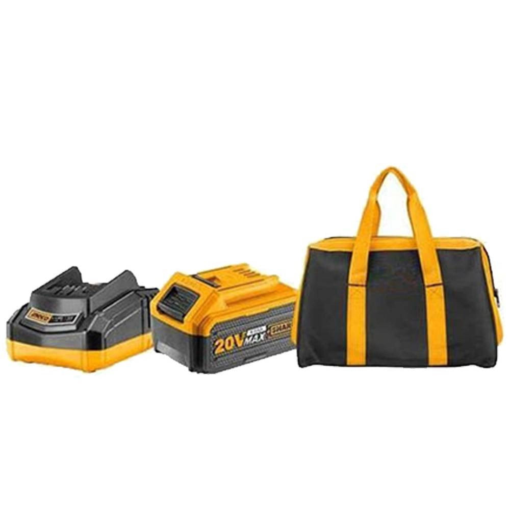 Trade Shop - Set Trapano Avvitatore + Smerigliatrice 2 Batterie 20a Con Borsa Caricabatterie -