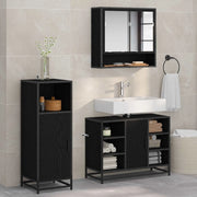 Set di mobili per il bagno 3 pcs Rovere Nero Legno multistrato 3402467