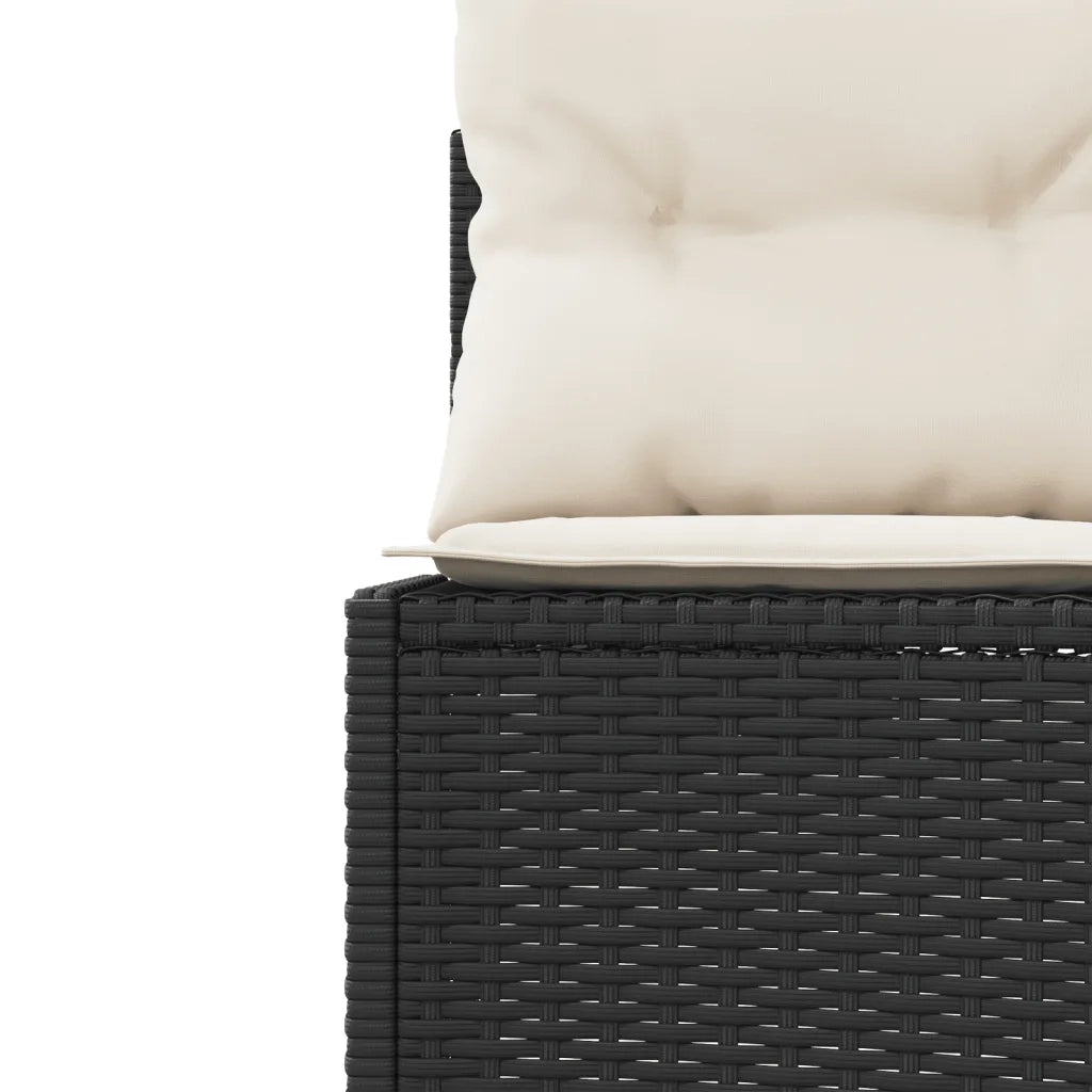 vidaXL Divano Giardino Tavolo e Cuscini Semicircolare Nero Polyrattan