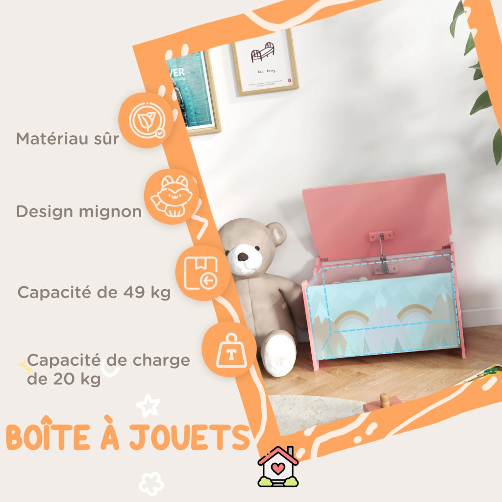 Contenitore per giocattoli bambini portagiochi ¨C zephmum ¨C rosa 60x37x39 cm