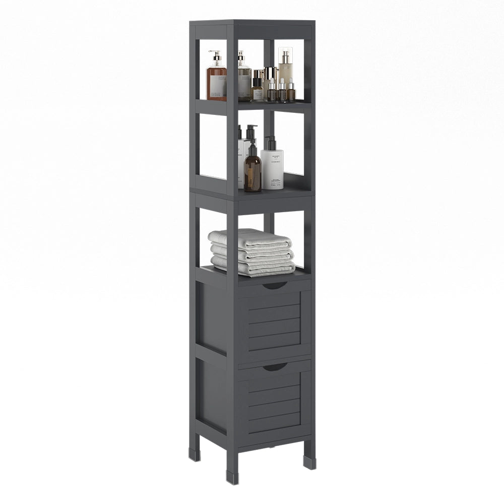 Vicco Armadio per il bagno Grigio 30 x 144 cm con 2 cassetti