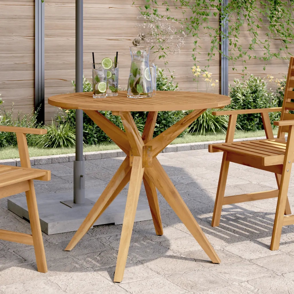 Tavolo da Giardino Rotondo Ø85x75cm in Legno Massello di Acacia 367834