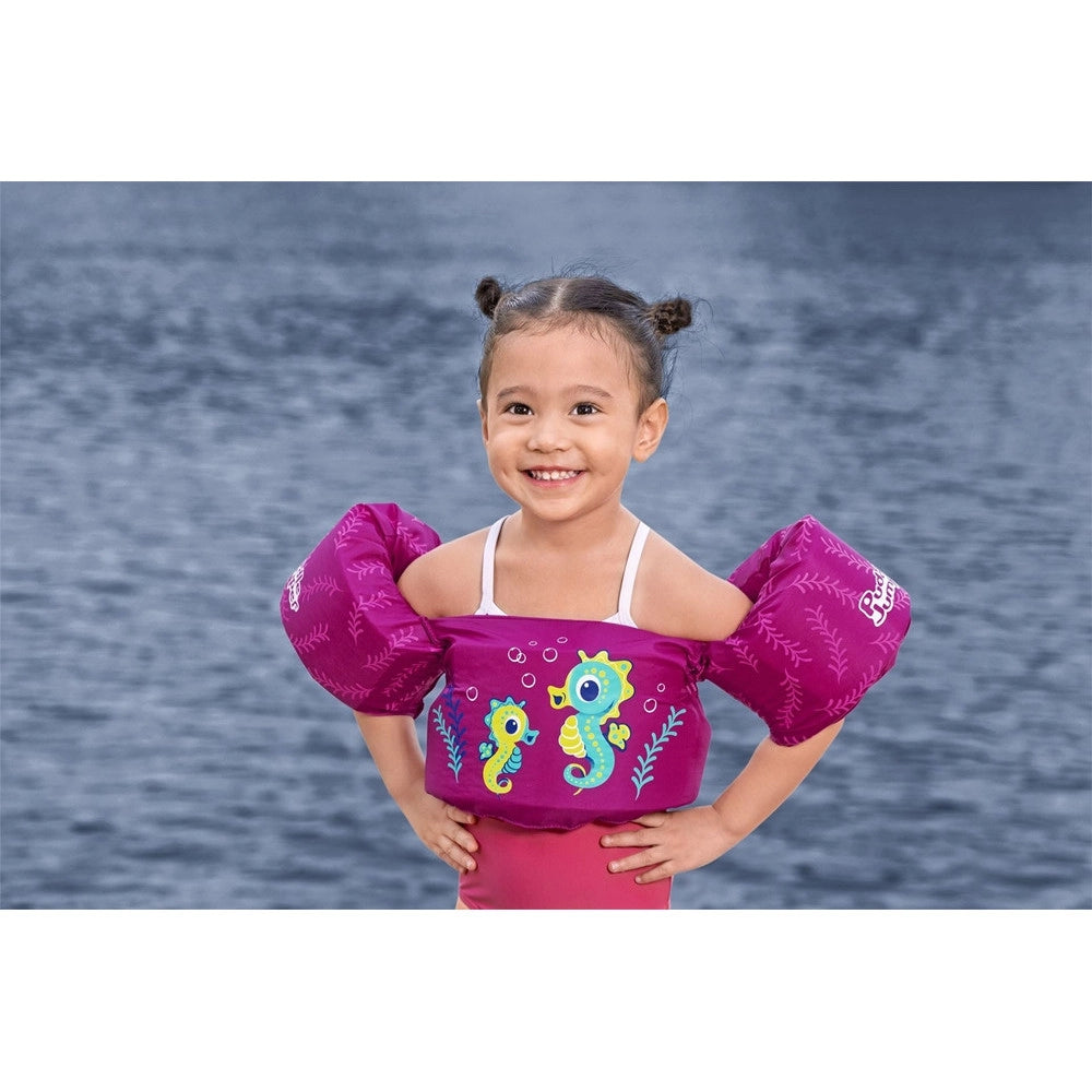 Trade Shop - Gilet Salvagente Per Bambini Cavallucci Marini Giubbotto Galleggiante Con Braccioli 90136 -