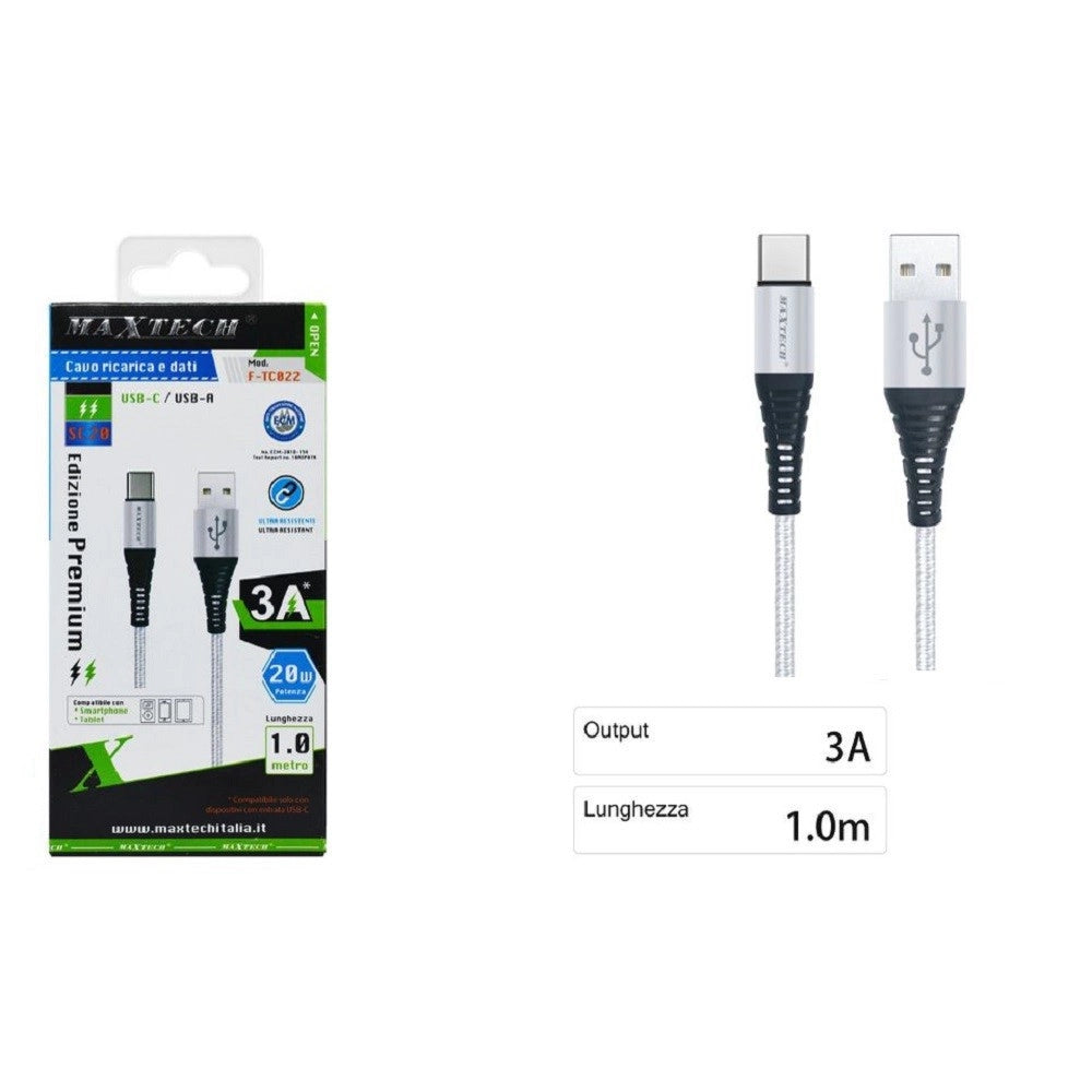 Trade Shop - Cavo Usb-a / Type-c 3.0a 1 Mt Dati Ricarica Rapida Per Smartphone Tablet F-tc022 -