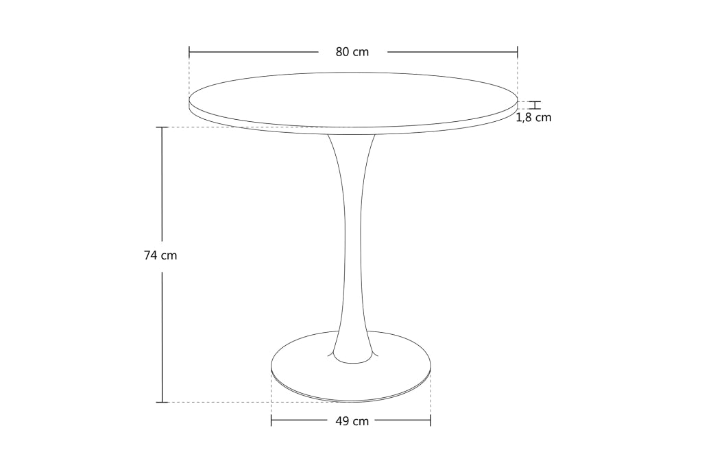 Tavolo rotondo Ø80 cm, tavolo da pranzo tondo mod. Omar - Colore: Bianco - TR08-8OMPM