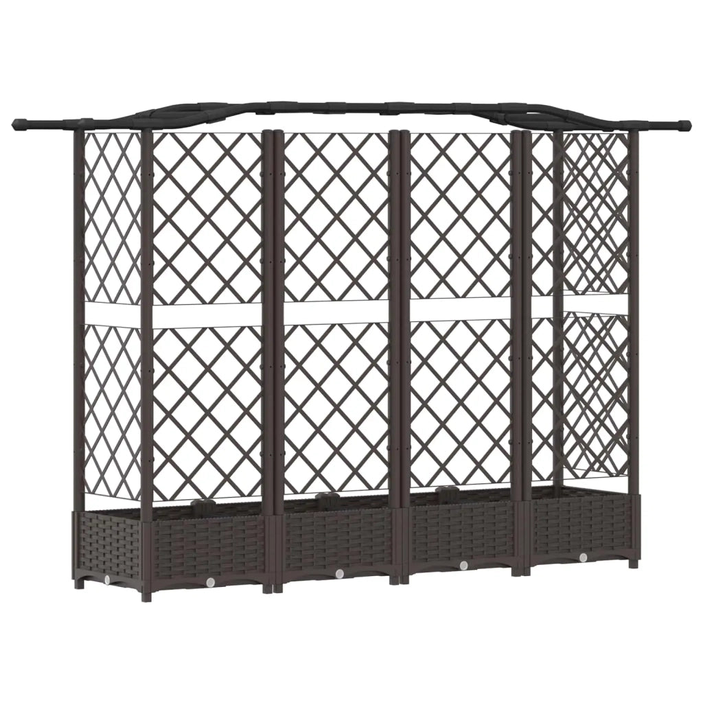 Letto Rialzato con Griglia e Tetto Marrone 203,5 x 40 x 125 cm