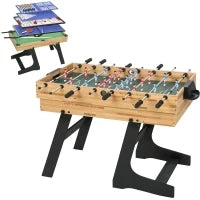 Tavolo da Gioco 13 in 1 Pieghevole con Calciobalilla, Ping Pong, Hockey, Biliardo, Scacchi e Altri, Noce