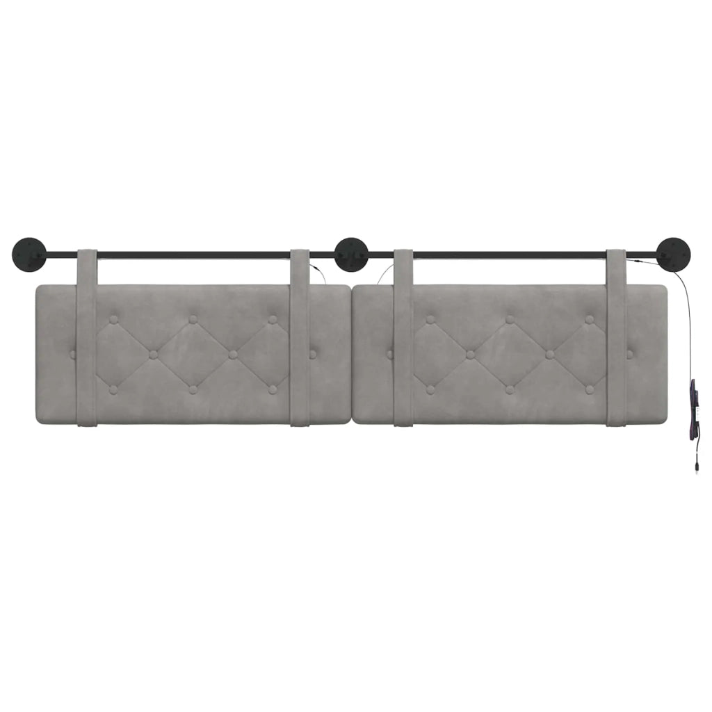Testiera sospesa Con luce LED Grigio Chiaro Velluto 3424191
