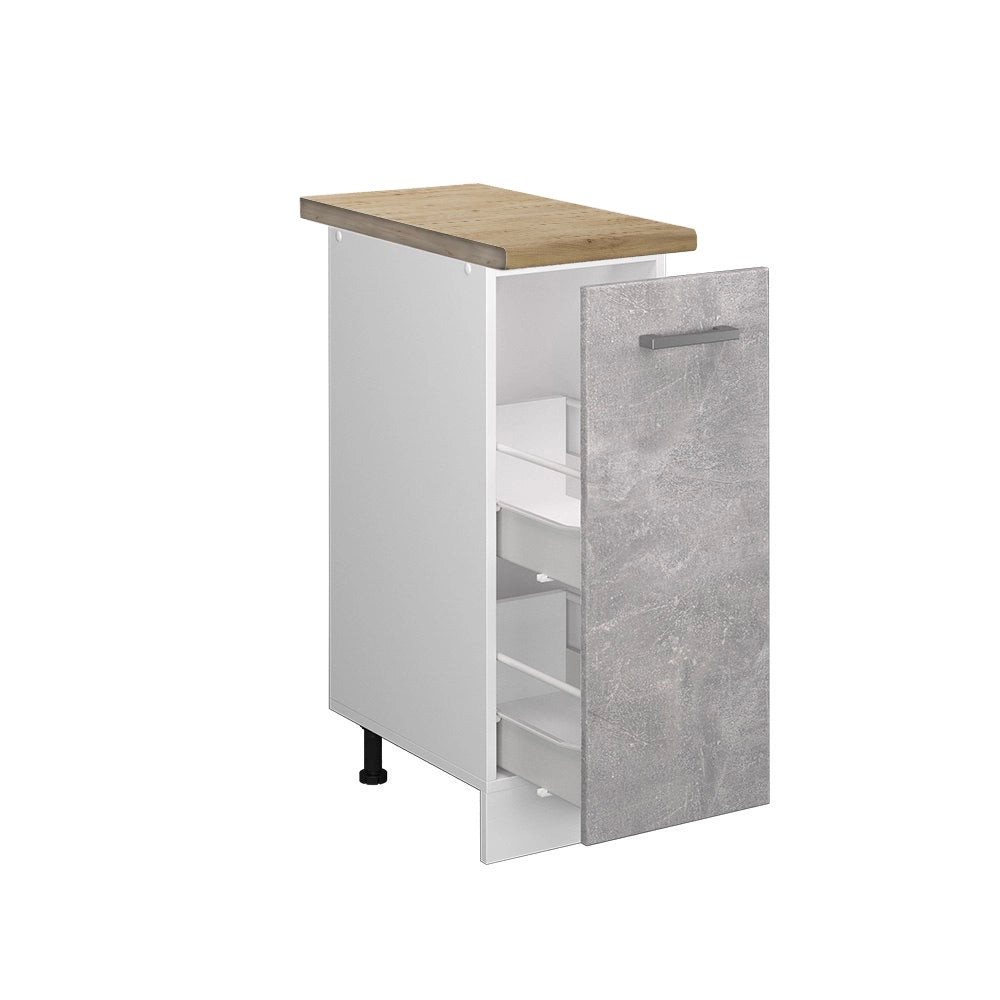 Vicco Armadio cucina dispensa alto Calcestruzzo 30 cm , PL Rovere