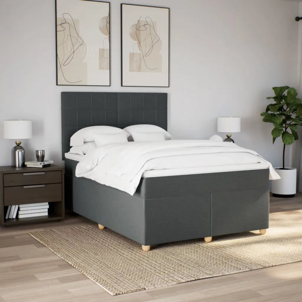 Giroletto a Molle con Materasso Grigio Scuro 140x200cm Tessuto