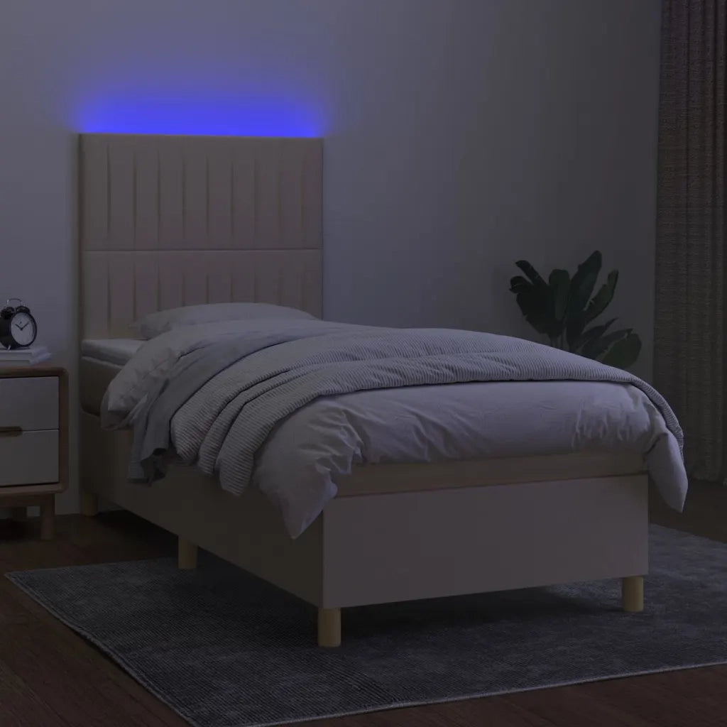 Letto a Molle con Materasso e LED Crema 80x200 cm in Tessuto cod mxl 62910