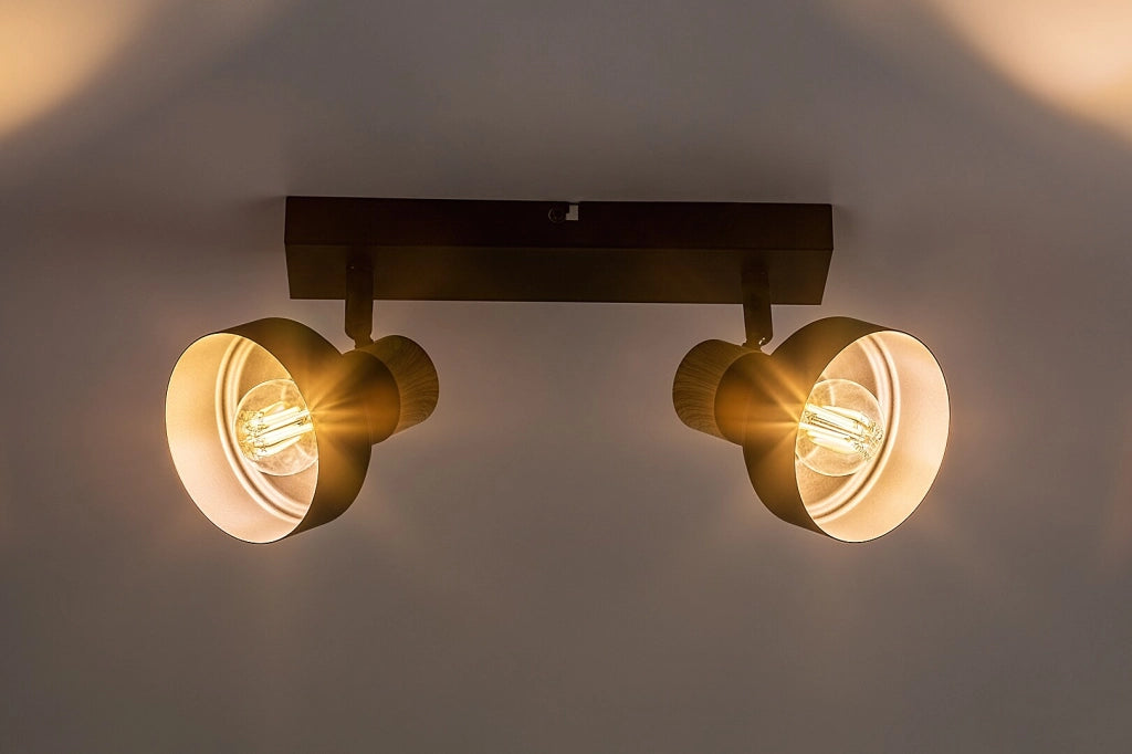Plafoniera nordica barra nera/rovere 2xE14 orientabile Rabalux