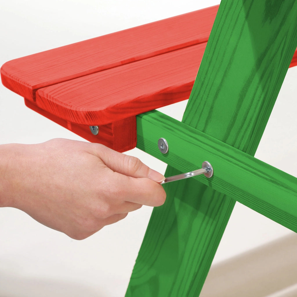 Panchina da giardino KADAX, panchina in legno per bambini con tavolino per il giardino