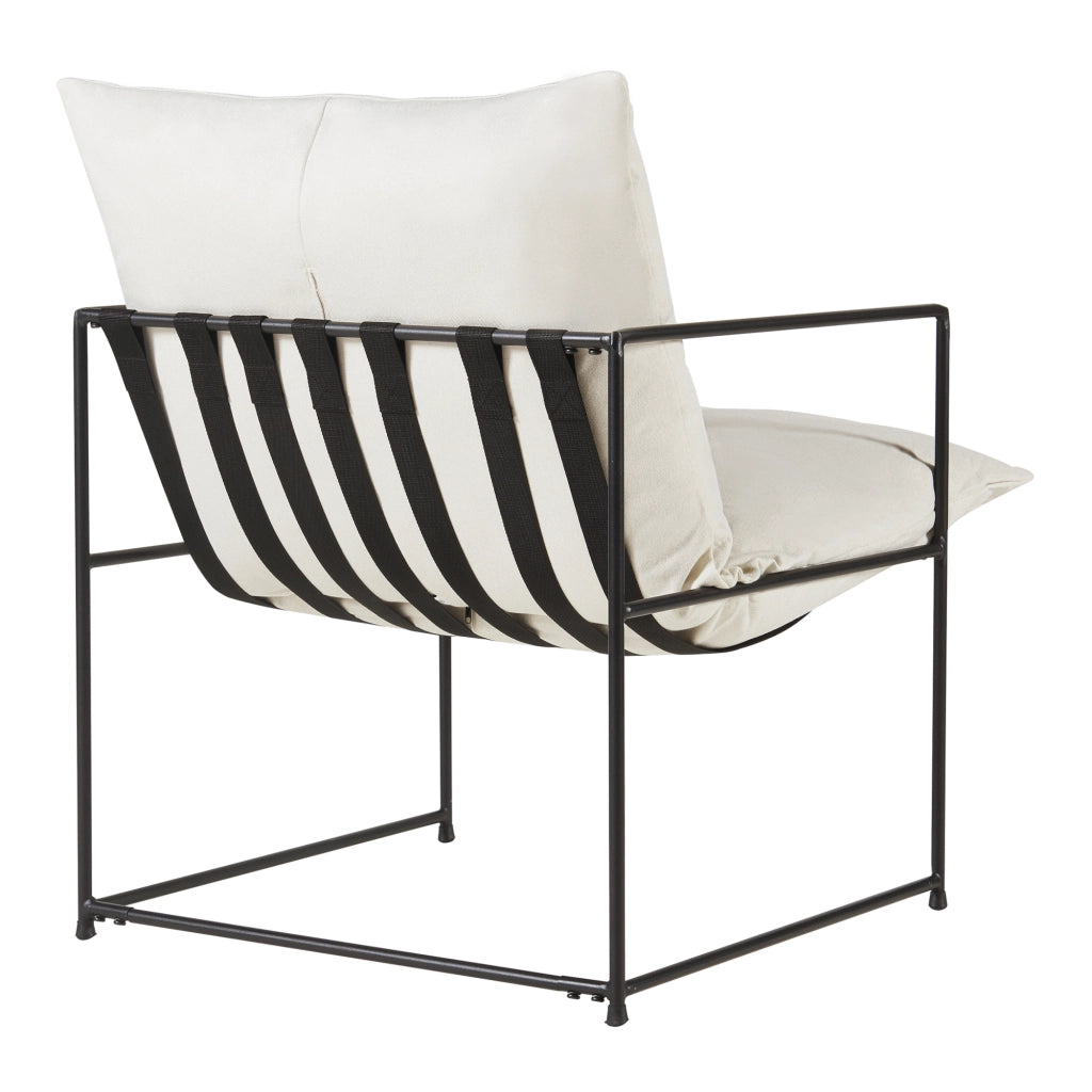 Poltrona Utsjoki con Cuscino Imbottito Sedia Relax 90 x 61 x 70 cm Nero / Beige [en.casa]