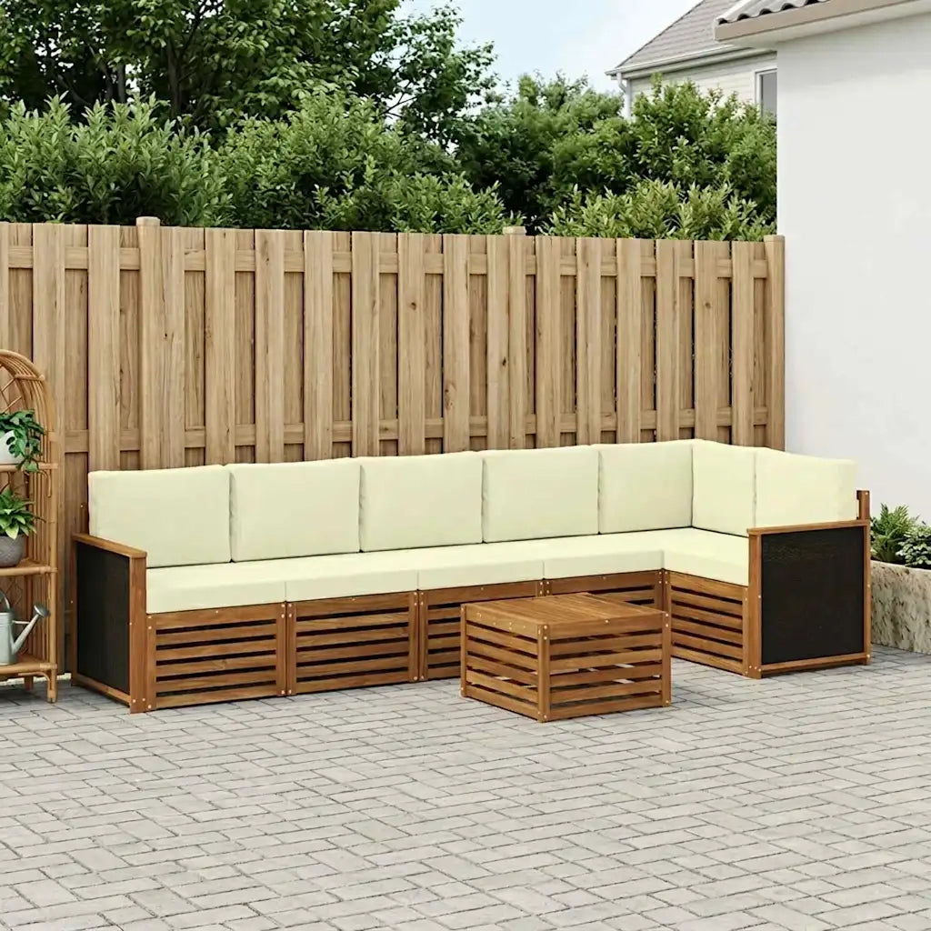 Set divano sezionale con cuscino 6 pcs Naturale e Crema 3384431