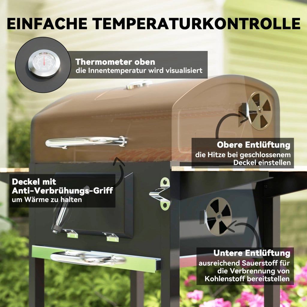 Barbecue Griglia Carbone ¨C zephmum ¨C Acciaio Legno Nero