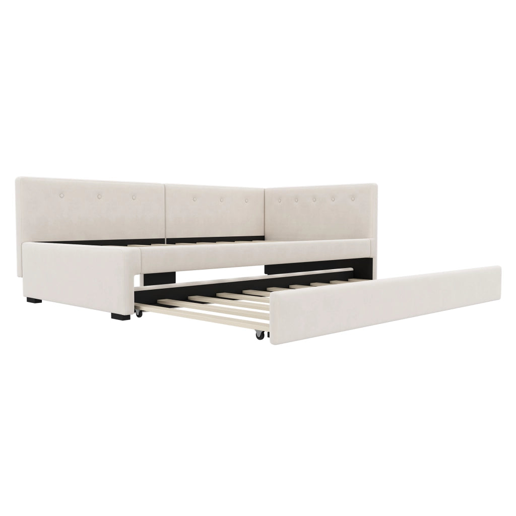 LETTO con letto estraibile 90x200 cm Beige in velluto