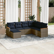 Set Divani da Giardino 7 pz con Cuscini Grigio in Polyrattan 3226208