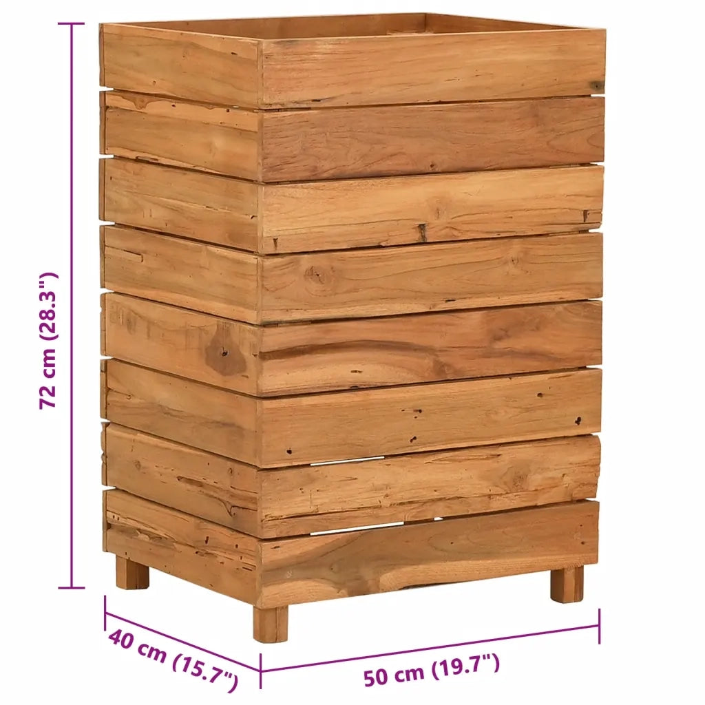 Letto Rialzato 50x40x72 cm Legno di Teak di Recupero e Acciaio 47427